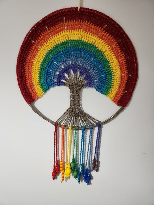 🌈 Capteur de rêve Arbre de Vie Chakra – 12 pouces - Jardi Mel